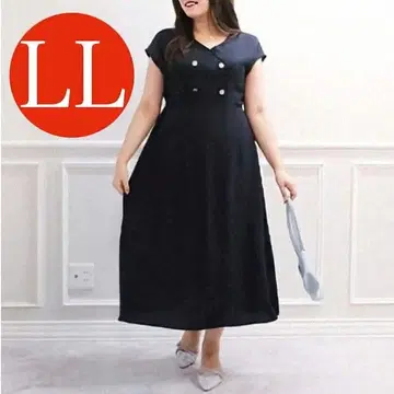 LL 롱 원피스 [미사용 새상품] 네이비 시마무라 runa 프렌치 소매