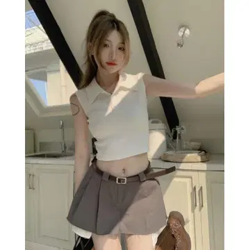 화이트 슬리브리스 폴로 셔츠 S 사이즈