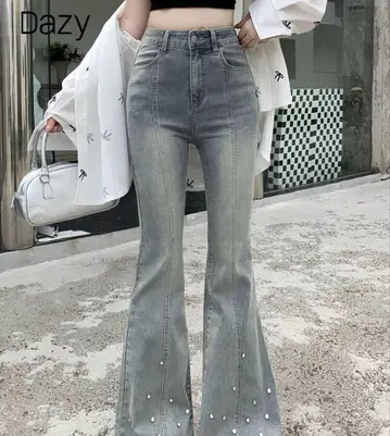 그레이 비즈 플레어 데님 XL