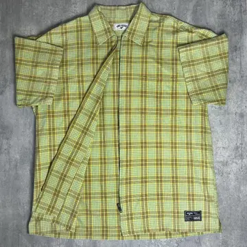 vintage 반팔 지퍼 셔츠 체크 짧은 길이 박스 cityboy