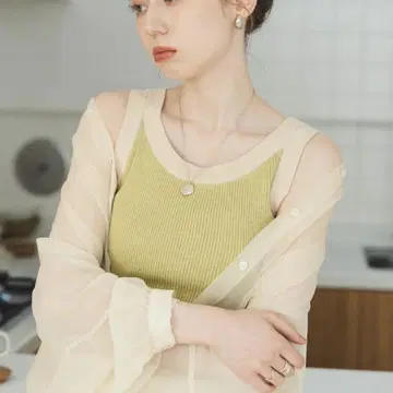 hinari 배색 니트 탱크탑