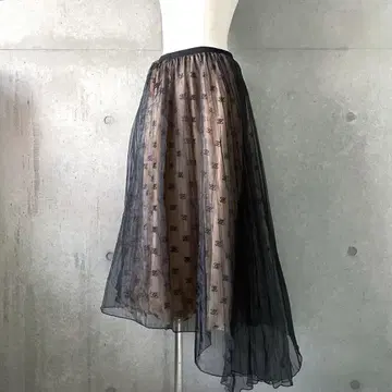 택 포함 불규칙 밑단 FF 샤샤 스커트