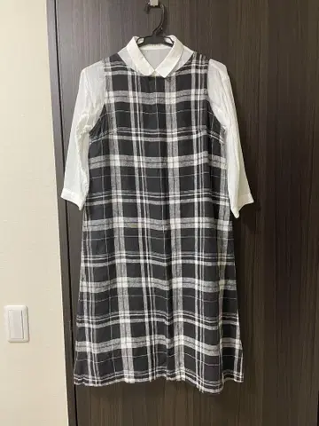 fog linen work 체크 무늬 슬리브리스 원피스 M 사이즈