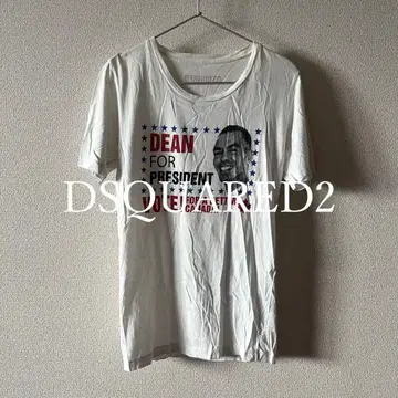 DSQUARED2 프린트 티셔츠 화이트 남성용 사이즈 S 12AW