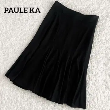 폴카 PAULE KA 플리츠 스커트 실크 혼방 블랙