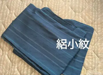 명주 코몬, 네이비 스트라이프, 워셔블 기모노, 여름용 기모노