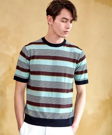 DRESSTEUR 드레스테리아 코튼 실크 혼방 멀티 보더 니트