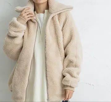 빅 실루엣 무스탕 보아 블루종