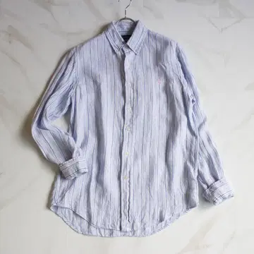 RALPH LAUREN 린넨 긴팔 셔츠 L 사이즈 스트라이프 포니 자수