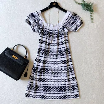 M MISSONI 엠 미쏘니 썸머 니트 퍼프 슬리브 플레어 원피스