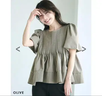페플럼 턱 블라우스, 블라우스, 카키