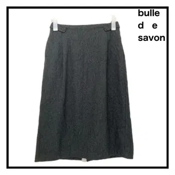 bulle de savon 울 혼방 미디 스커트 그레이 슬릿 무지