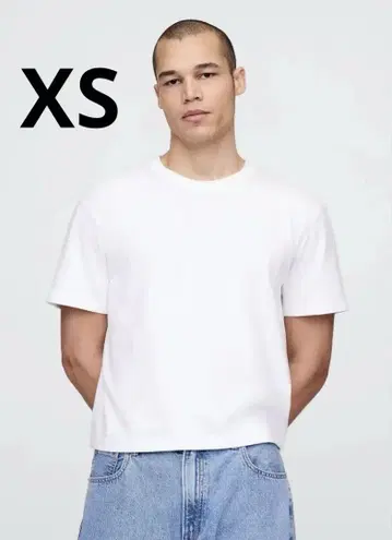 GAP 헤비 웨이트 크롭 티셔츠 쇼트 길이 화이트