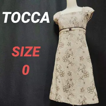 TOCCA 토카 꽃무늬 원피스 꽃 자수 플레어 슬리브리스 무릎 기장