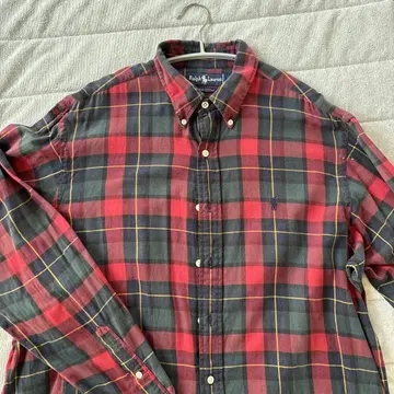Ralph Lauren 빨검 체크 버튼 다운 긴팔 셔츠