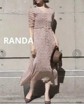 RANDA 개더 슬리브 원피스 꽃무늬 핑크