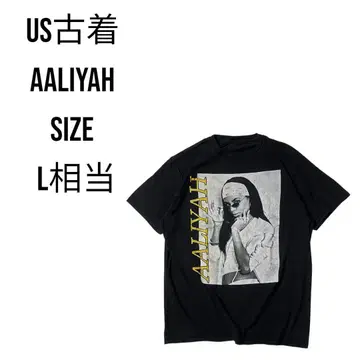US 구제 의류 Aaliyah R&B 싱거 공식 티셔츠 L 상당 블랙