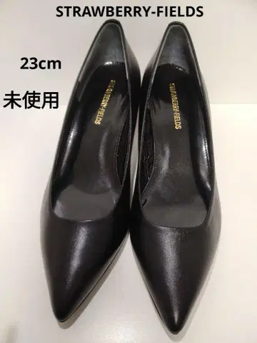 스트로베리 필드 블랙 펌프스 23cm 심플 미사용 천연 가죽