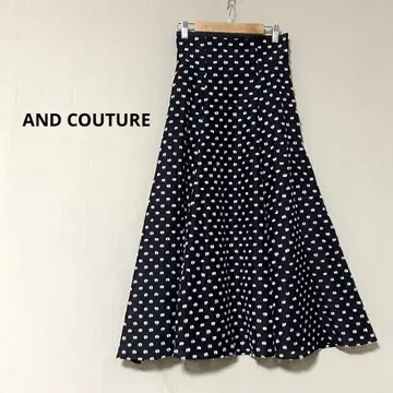 AND COUTURE 백 레이스업 플레어 스커트 도트 모티브