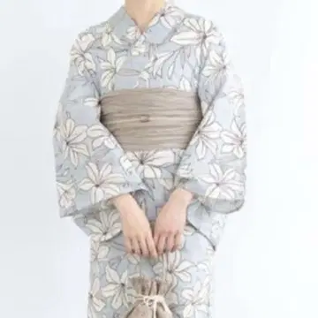 SOUBIEN 유카타 스카이블루 라이트 블루 백합 릴리