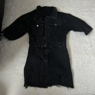 블랙 데님 셔츠 원피스 반팔