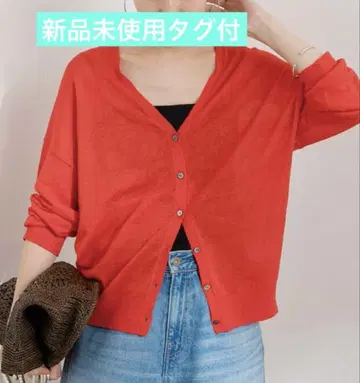 택 포함 새상품 프레임워크 Li/Co 뉘앙스 V 가디건 레드