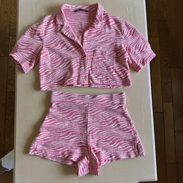ZARA 제브라 패턴 셋업 핑크 M