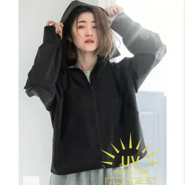 coca/UV 차단 래글런 후드티 여성용