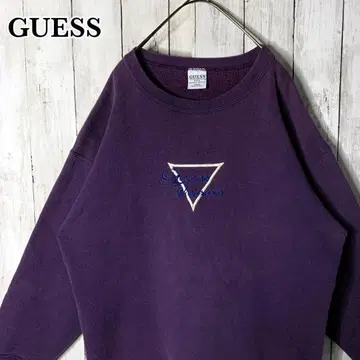 USA제 GUESS 게스 맨투맨 자수 츠네타 다이키 퍼플 빅 루즈 L