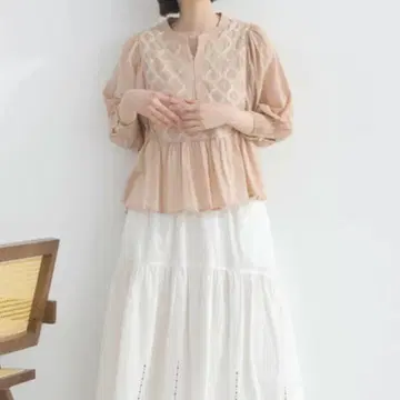 가격 인하 미사용 새상품 모스 코튼 프론트 레이스 블라우스 셔츠