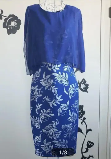 엔포커스 스튜디오 로얄 블루 꽃무늬 드레스 쉬폰 포함