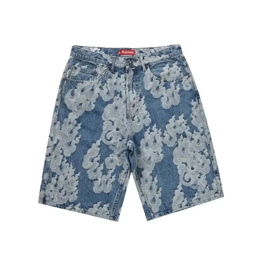 SUPREME | 슈프림 Supreme Flame Jacquard Baggy Denim Shorts