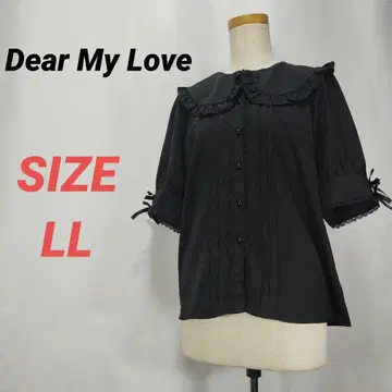디어마이러브 블라우스 프릴 리본 블랙 LL