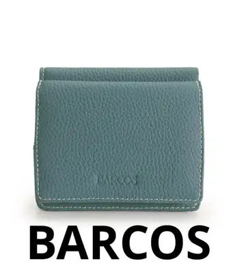 BARCOS 슈링크 가죽 미니 지갑, 두 번 접는 지갑, 그린