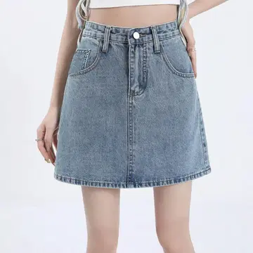 데님 A 라인 미니 스커트