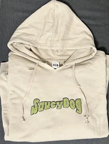 SaucyDog 후드 부착 데미지 후드티 베이지 오버 사이즈