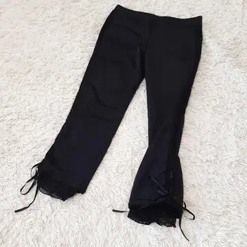 컨디션 최상 오즈오네스트 OZZONESTE 밑단 레이스 리본 블랙 레깅스