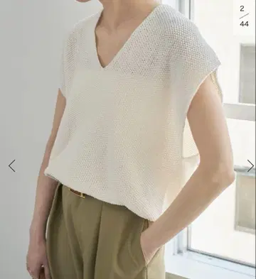 Spick and Span 페이퍼 얀 루즈 니트 베스트 화이트