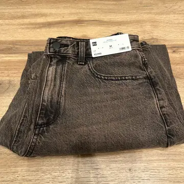 지유 배럴 레그 청바지 브라운 M