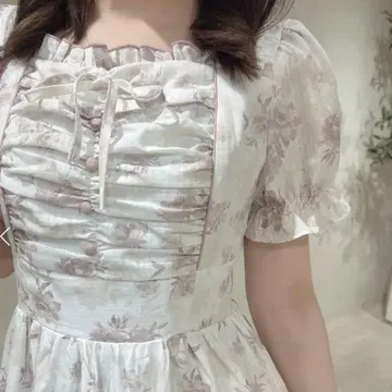 evelyn 꽃무늬 개더 롱 OP 핑크