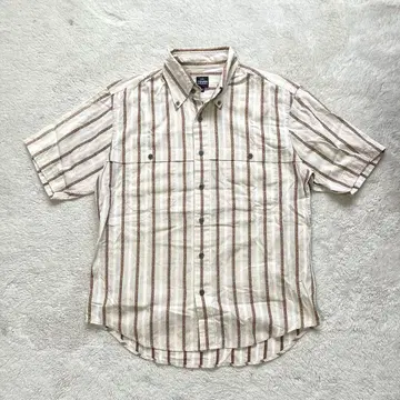90s 빈티지 레트로 구제 의류 스트라이프 반팔 셔츠 올 패턴 M