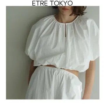 ETRE TOKYO 스키퍼 개더 벌룬 블라우스 화이트 크롭