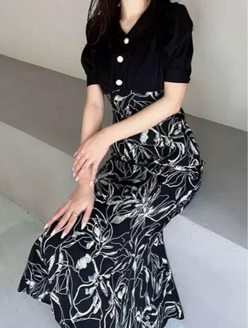 RESEXXY 퍼프 슬리브 머메이드 원피스