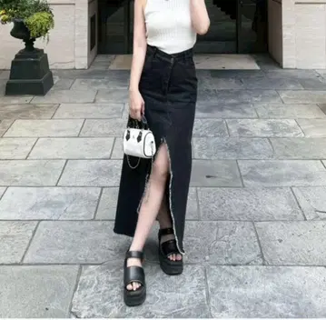 diante REMAKE DENIM SKIRT 블랙