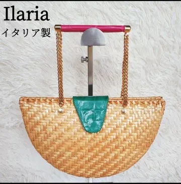 Ilaria 이탈리아제 빈티지 라탄 메쉬 핸드백 바스켓 백