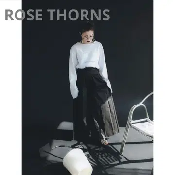 ROSE THORNS 볼륨 턱 팬츠 블랙 A 라인 와이드 팬츠