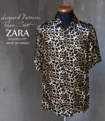 새상품급 터키산 자라 ZARA 레오파드 무늬 반팔 레이온 셔츠