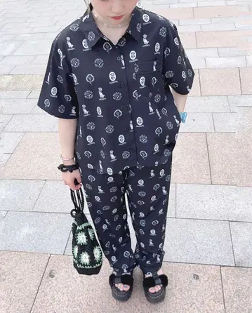패턴 짧은 셔츠