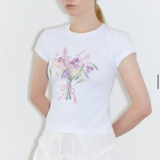【Sinoon】Bouquet Cap Sleeve T-Shirt/追跡付 Sinoon】Bouquet Cap Sleeve T-Shirt/追跡付 (sinoon/Tシャツ