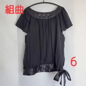 쿠미쿄쿠 블랙 반팔 블라우스 빅 사이즈 6